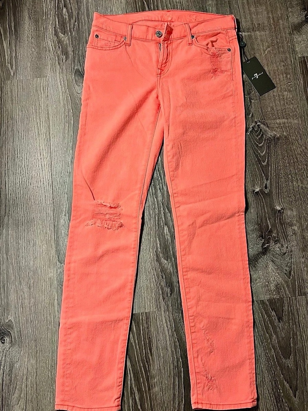 7 For All Mankind Straight Leg Jeans in Coral NWT